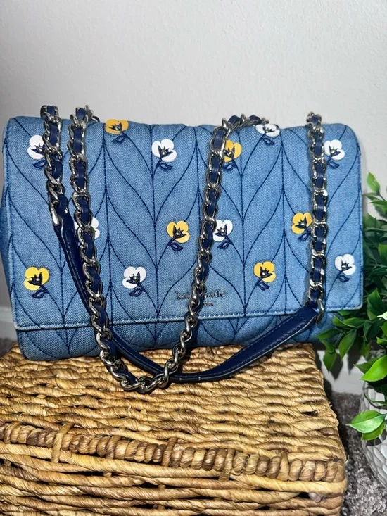 Kate Spade New York Briar Lane Quilted Denim Appliqué Emelyn Purse - Picture 12 of 12